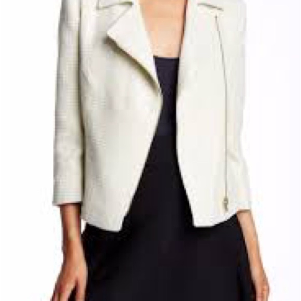 Ted Baker London Pale Green & Gold Tweed Noir Moto  Jacket Size 0